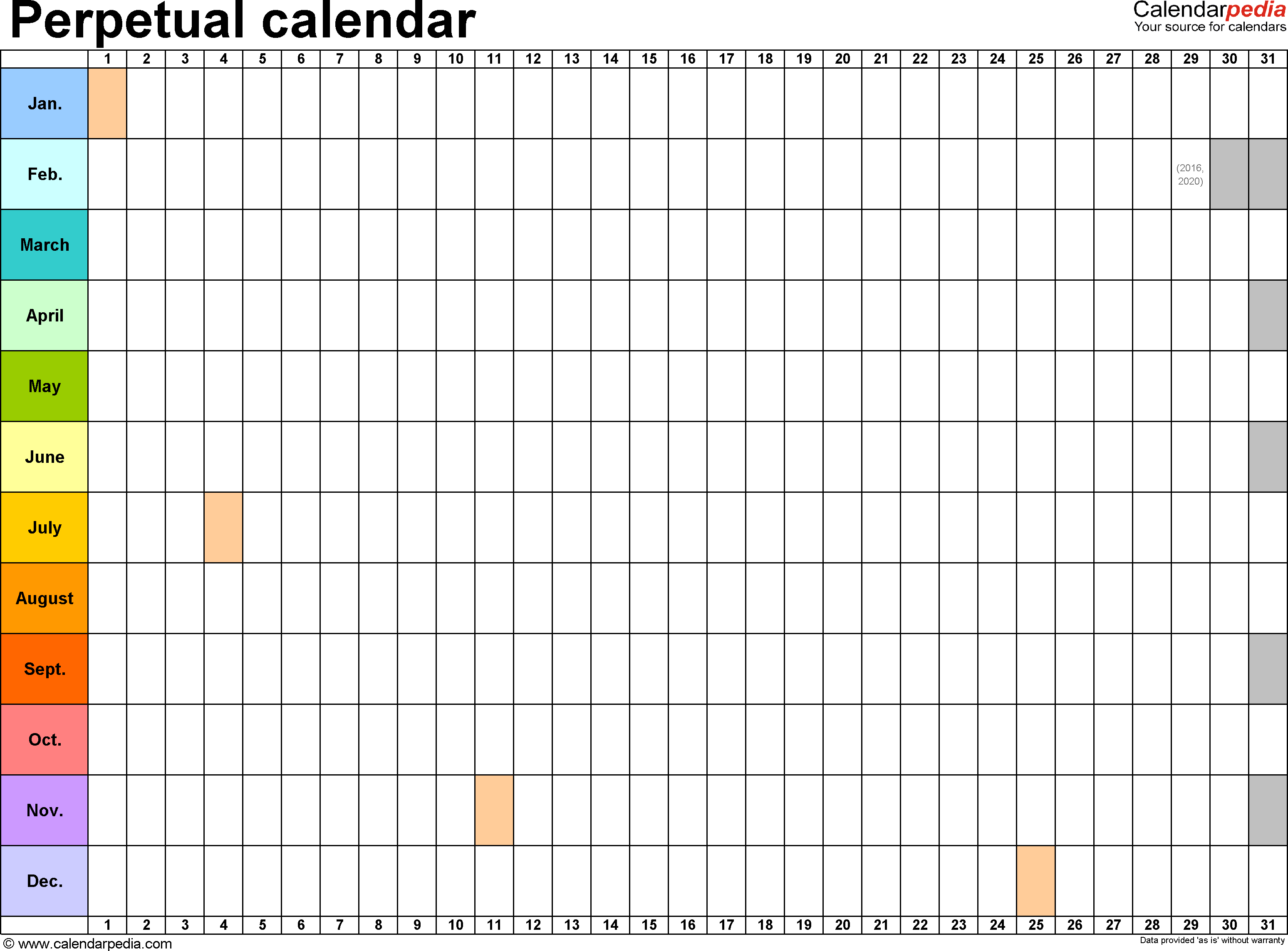 Perpetual Calendar Template