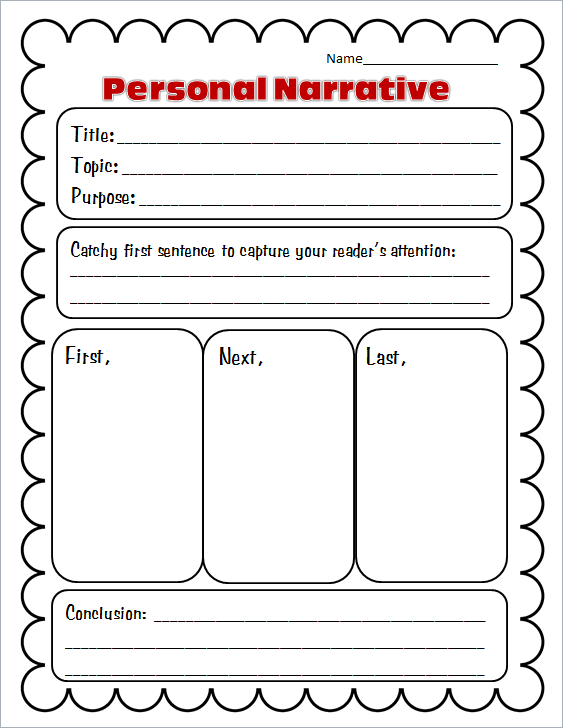 Personal Narrative Writing Graphic Organizer