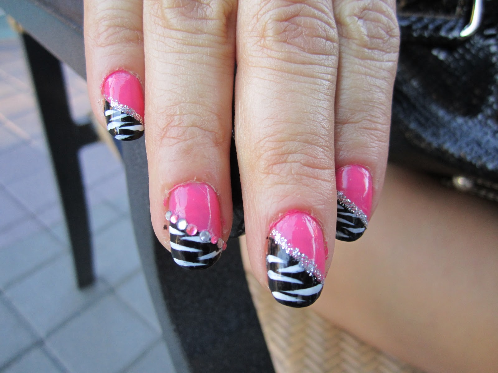 Pink and Black Nail Design