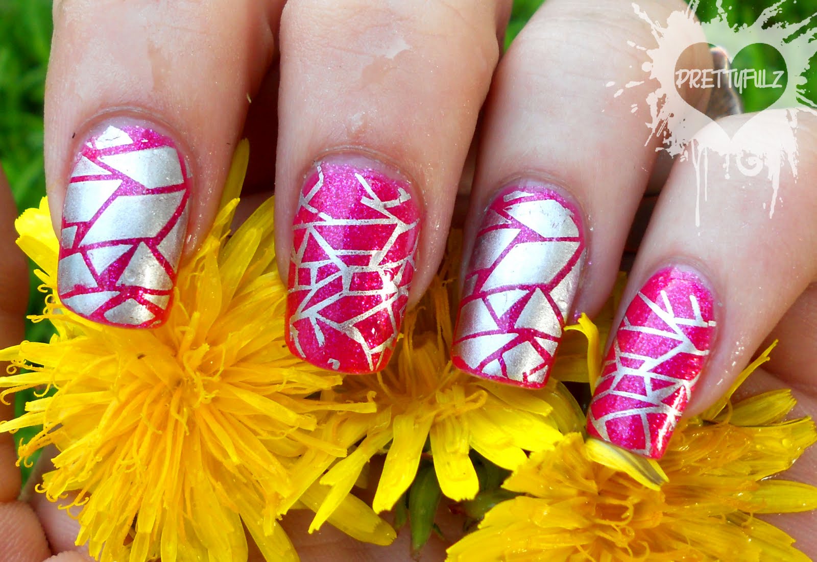 Pink and Silver Nail Art Designs