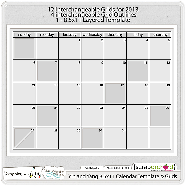Printable Blank 8 X 11 Calendar Grid Template