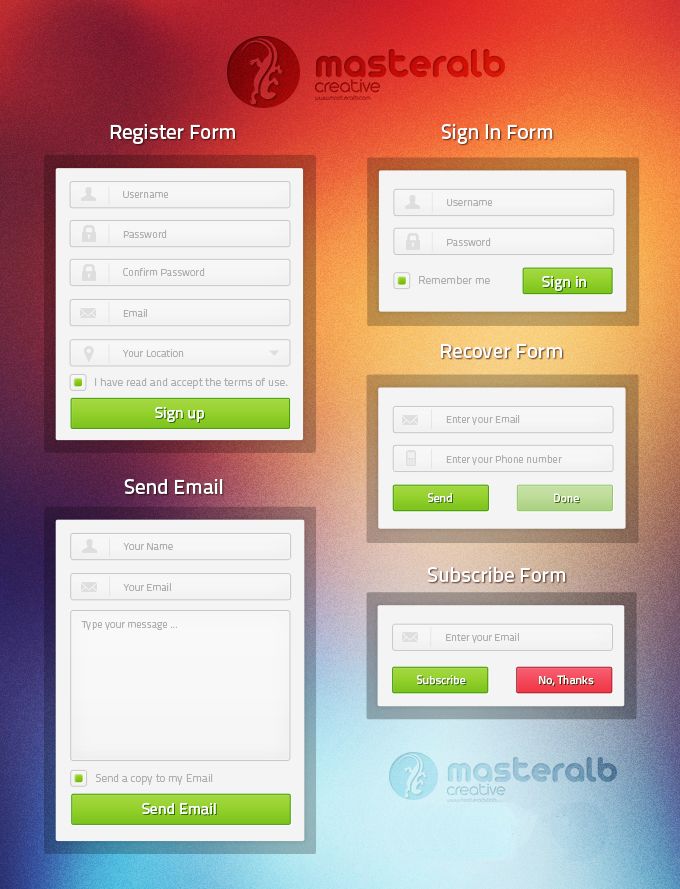 16 UI Forms PSD Images