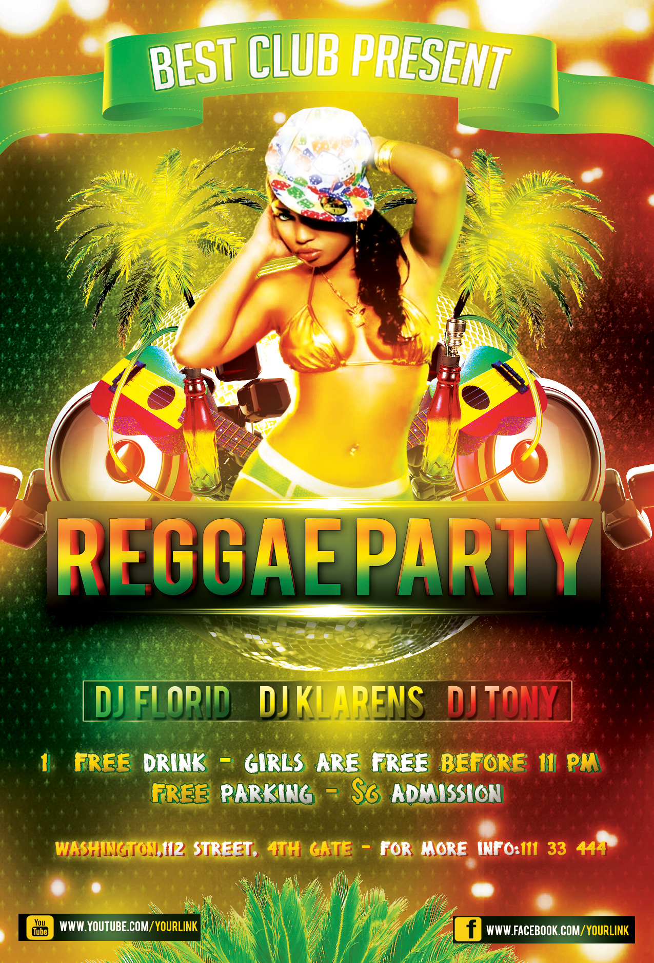 Reggae Party Flyer Template Free