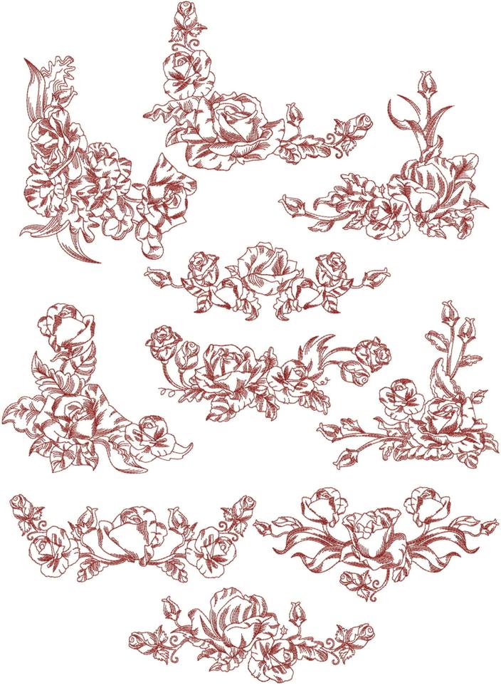 Rose Machine Embroidery Border Designs