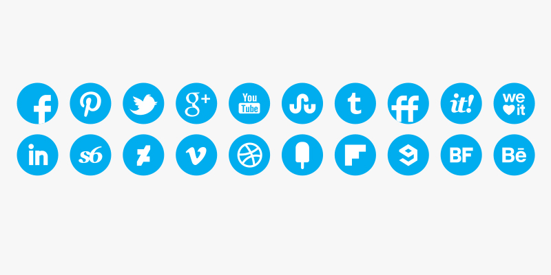 Round Social Media Icons Blue