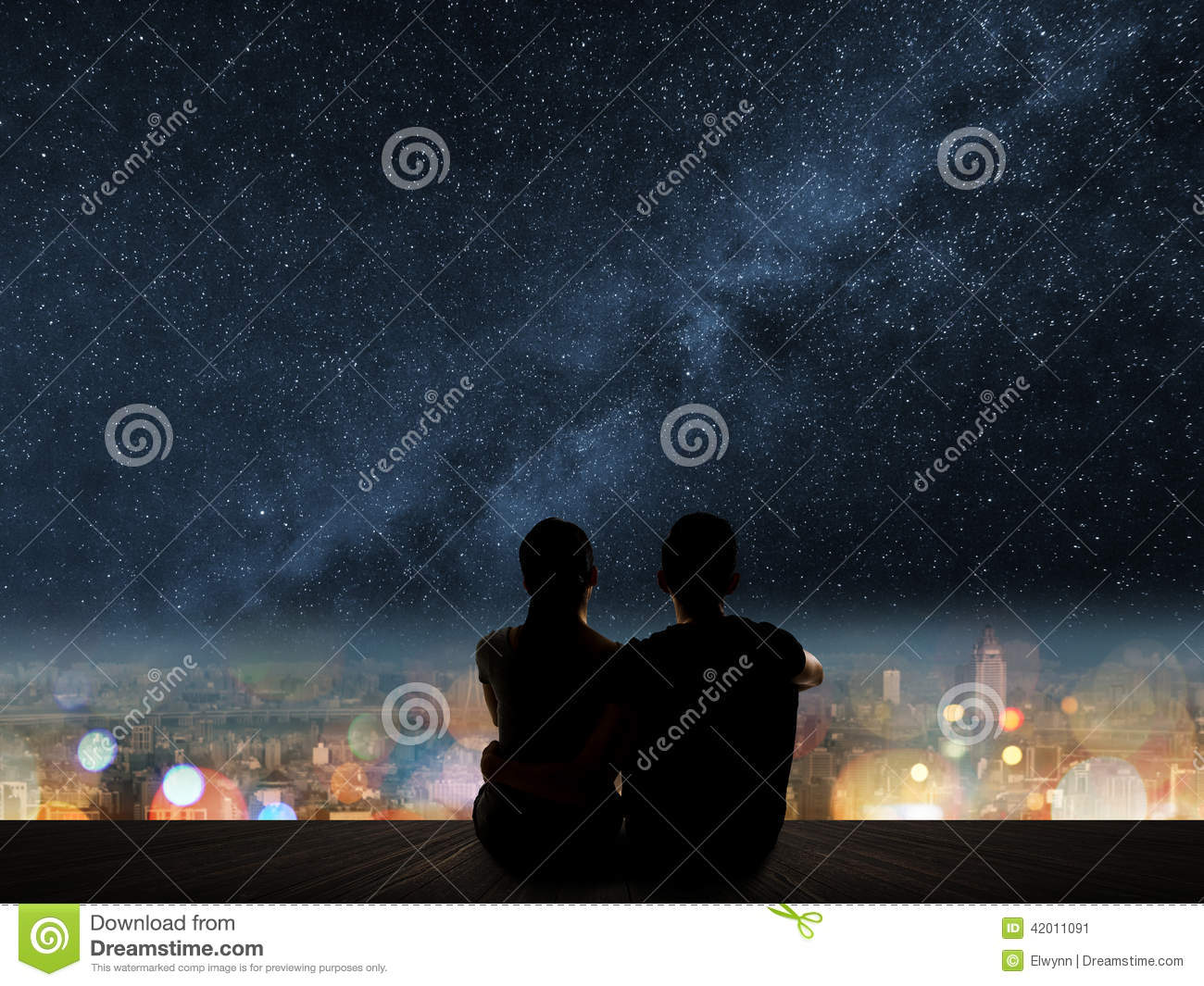 Silhouette Couple Under the Stars