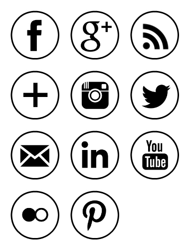 Social Media Icons Black Circle
