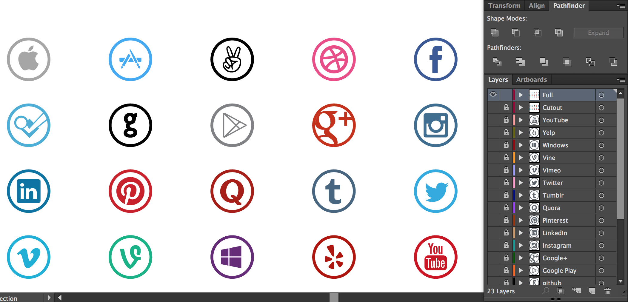 Social Media Icons Circle Vector