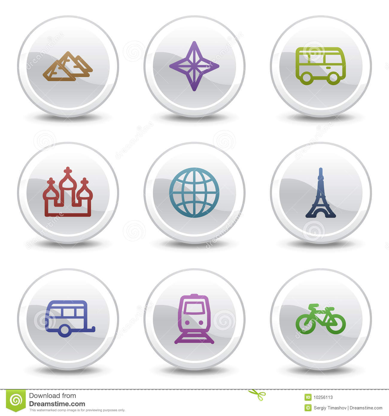 Travel Button Icons Circle