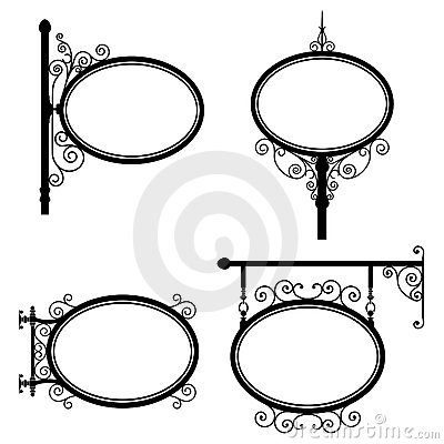 Wrought Iron Oval Sign Clip Art