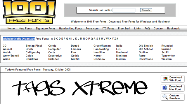 1001 Free Font Downloads