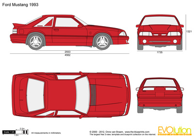 1993 Ford Fox Body Mustang Drawing