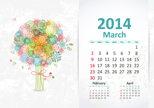 2014 March Calendar Clip Art