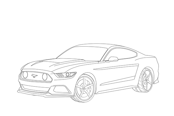 2015 Ford Mustang Outline Drawings
