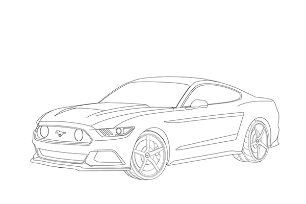 mustang side drawing