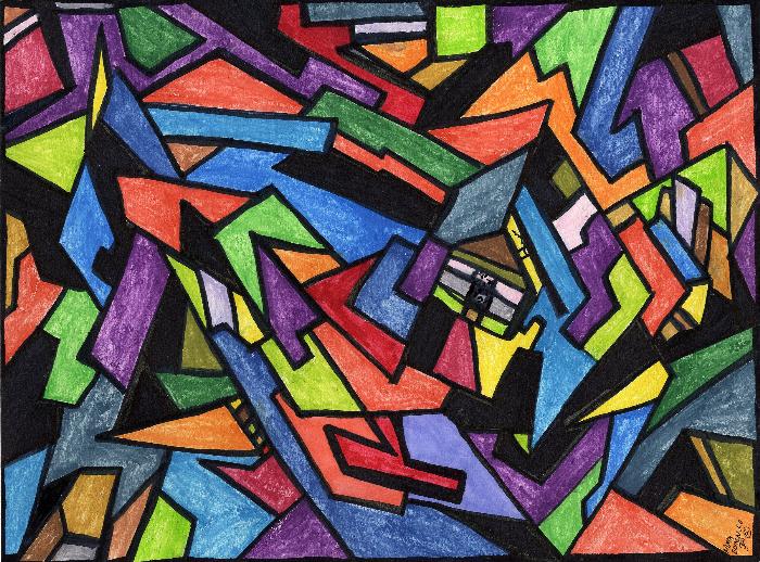 Abstract Painting with Geometric Shapes