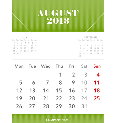 August 2013 Calendar