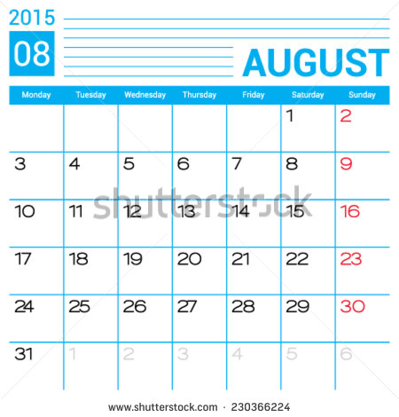 August 2015 Calendar Template