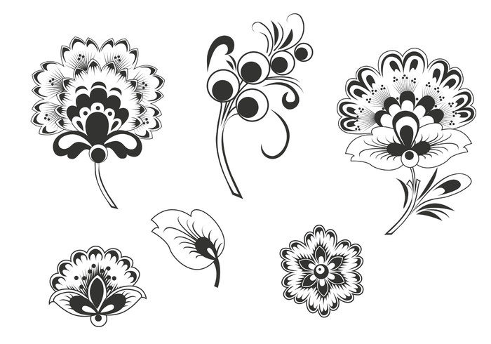 Black and White Floral Vectors