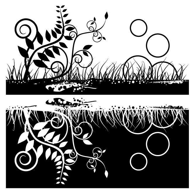 Black and White Floral Vectors