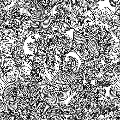 Black and White Flower Doodles