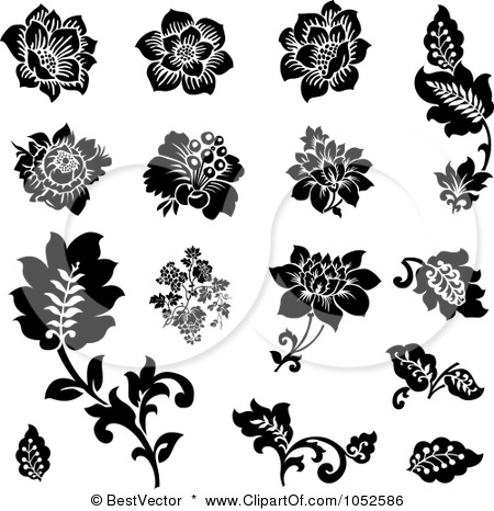 Black and White Flower Vector Art