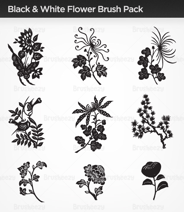 Black and White Flower Vector Free
