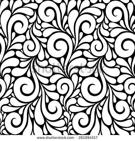 Black and White Swirl Floral Pattern