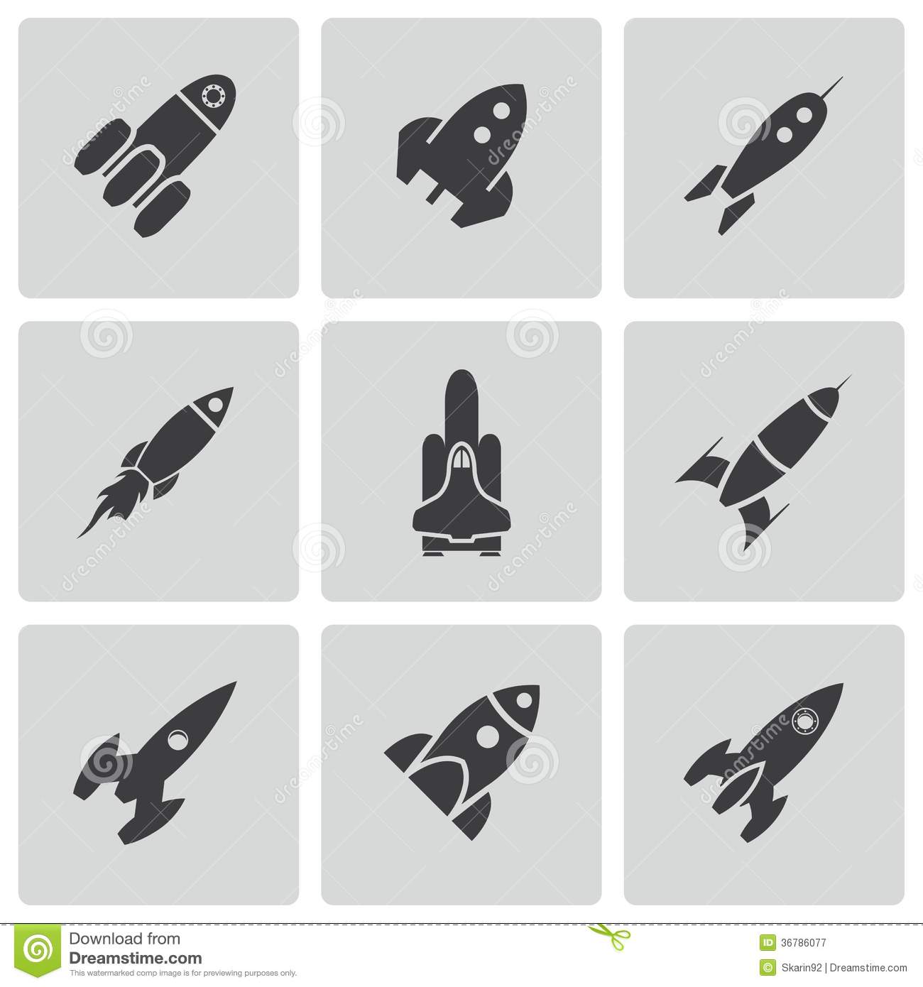 Black and White Vector Rocket