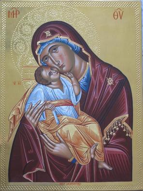 Byzantine Icon Virgin Mary and Child Painting