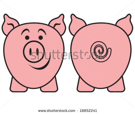 Cartoon Pig Front and Back