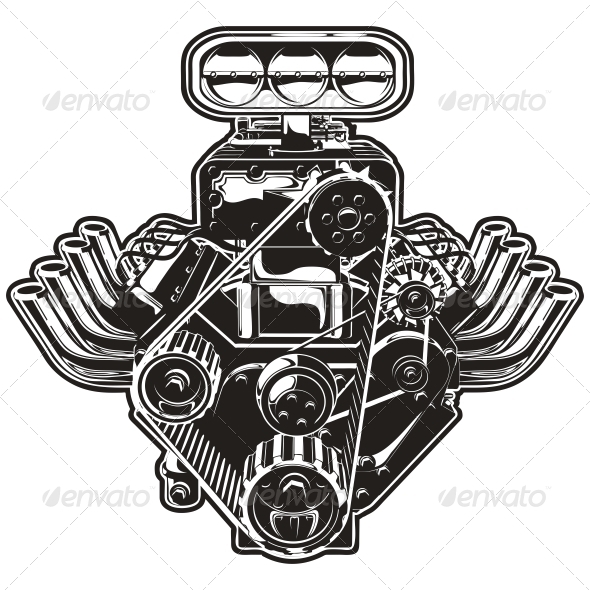 Cartoon Vector Turbo Engine