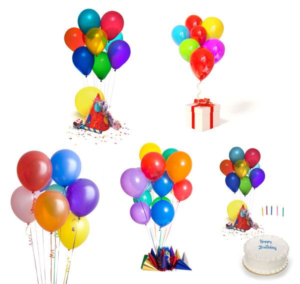 12 Birthday Balloons PSD Images