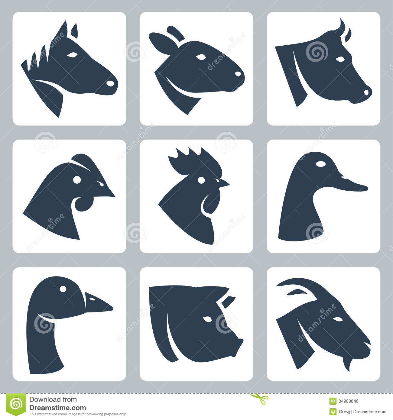 Cow Pig Sheep Goat Icons