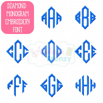 7 Diamond Monogram Embroidery Font Images