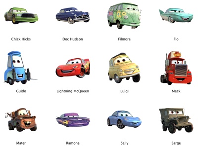 Disney Pixar Cars Characters Names