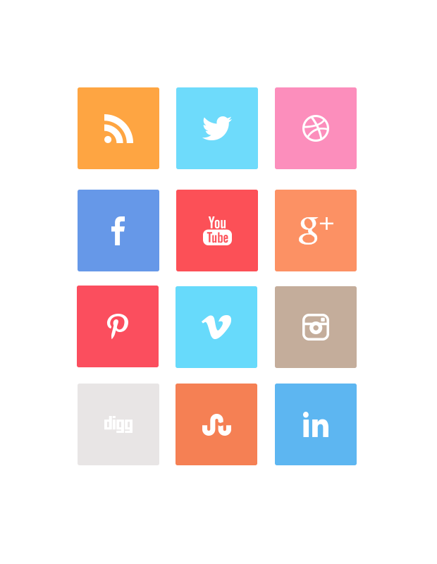 Flat Social Icon Set