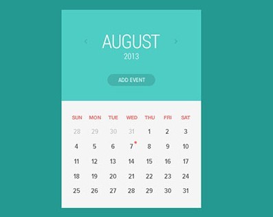Flat UI Calendar Design Flat UI Calendar Design