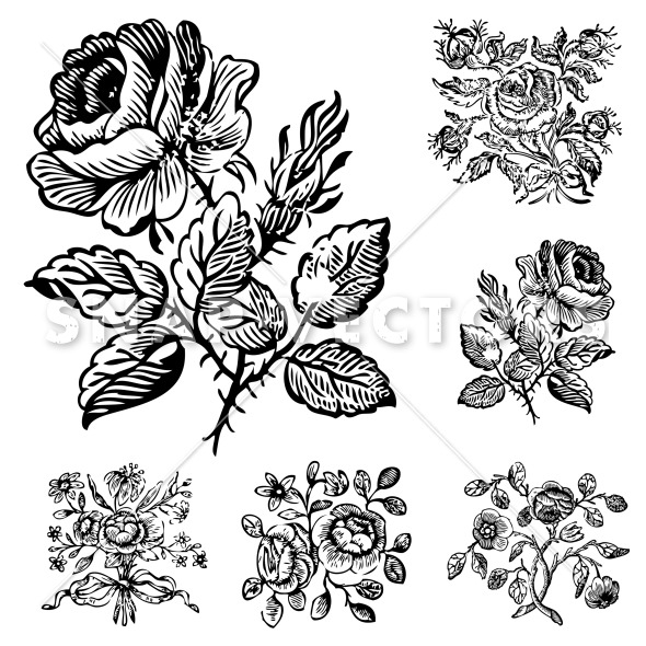 Flower Vintage Vector Ornaments