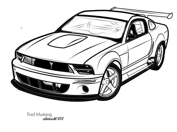 mustang side drawing