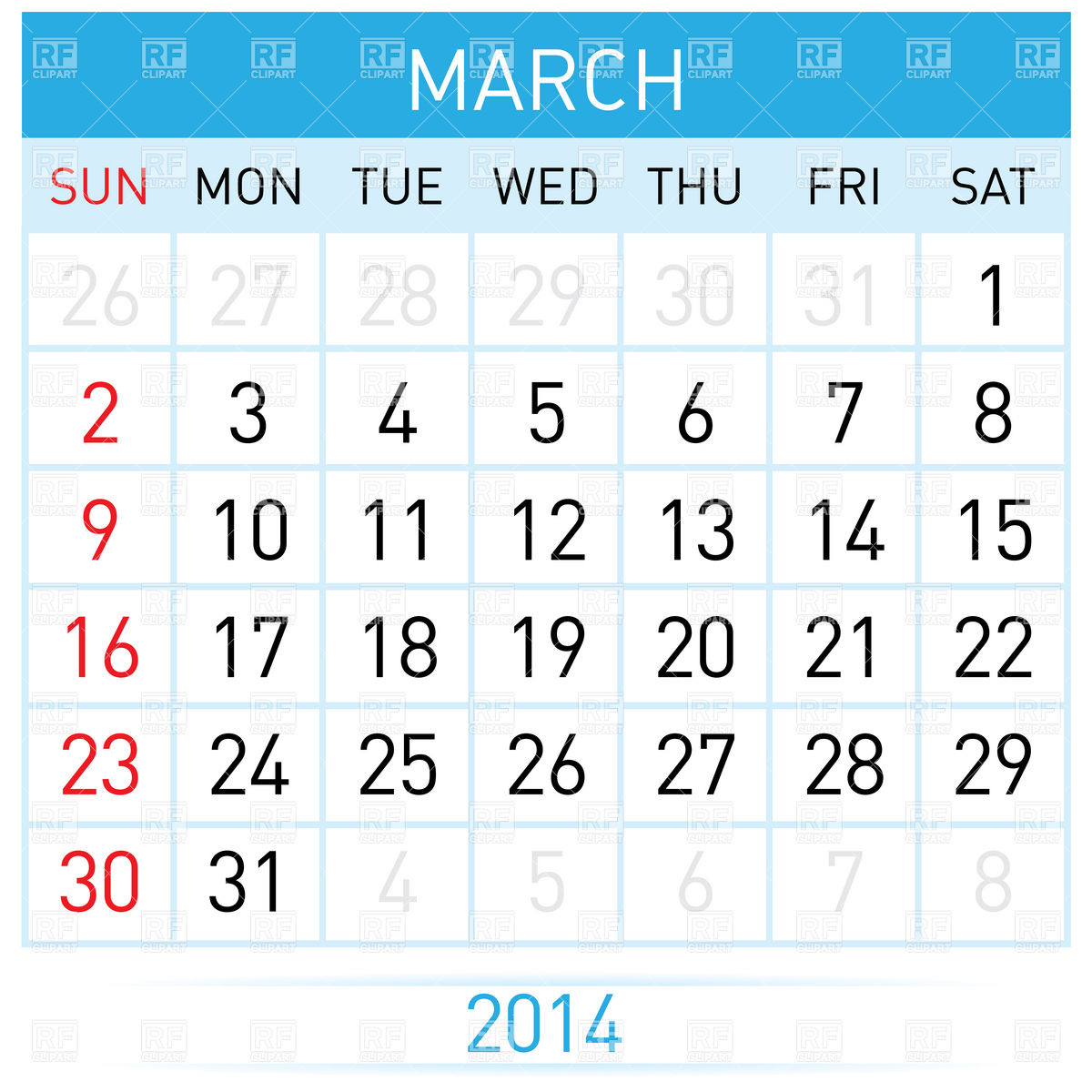 Free 2014 Calendar by Month