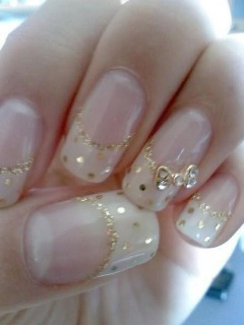 Gold Nails with Bows