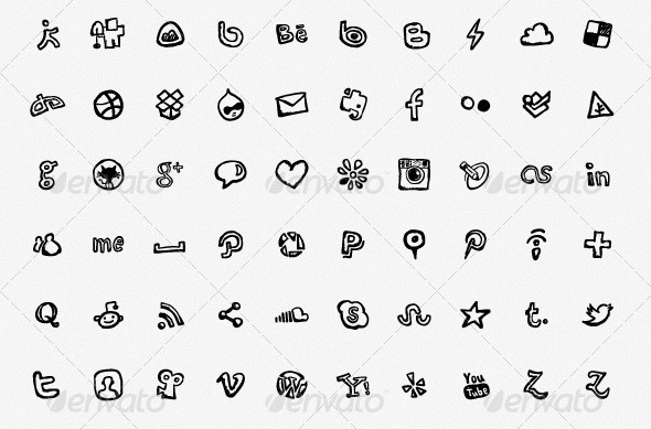 Hand Drawn Social Icons