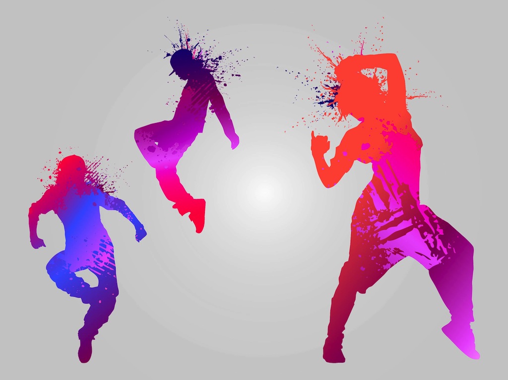 Hip Hop Dance Silhouettes Colorful