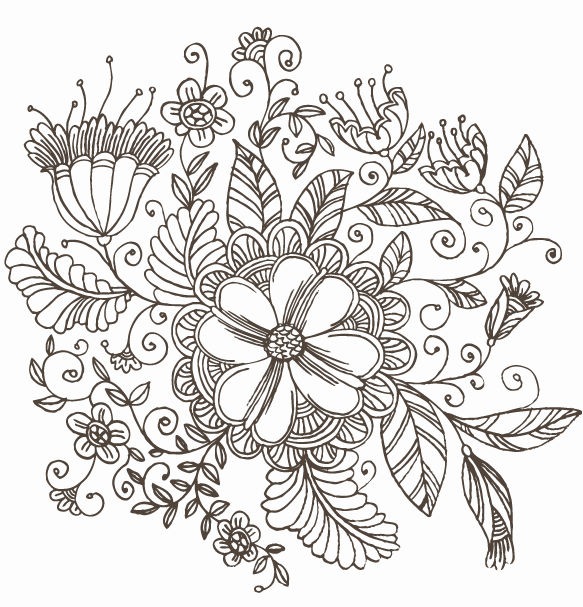Line Drawing Swirl Flower Pattern