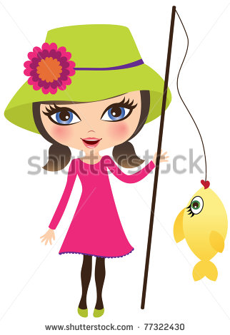 Little Girl Fishing Cartoon