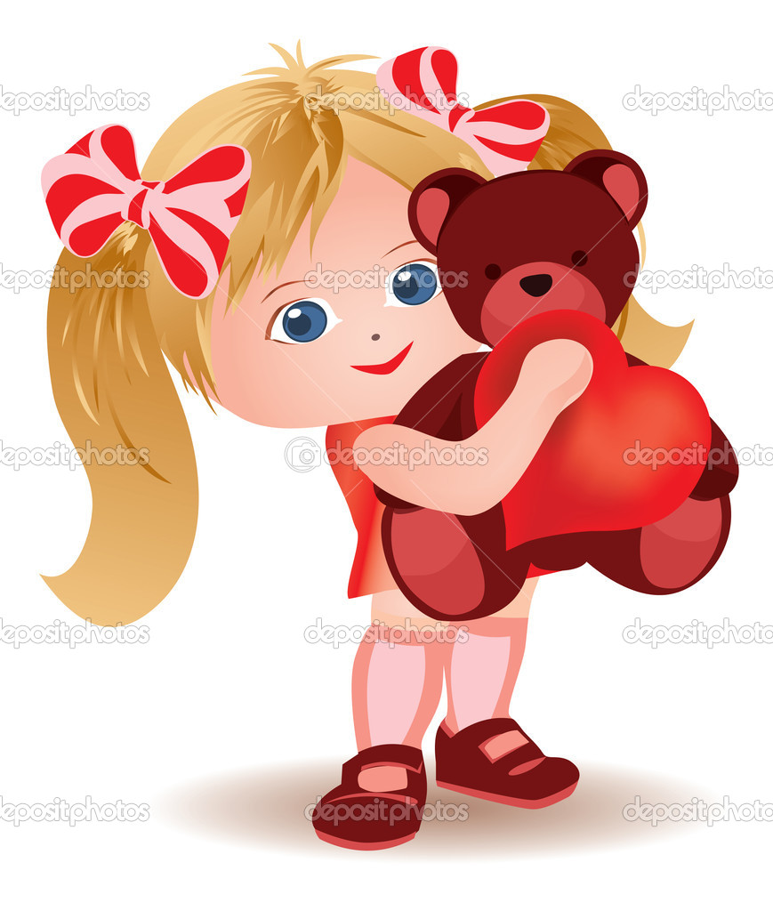 Little Girl with Teddy Bear