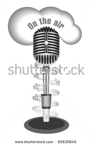 Microphone with Music Notes Clip Art