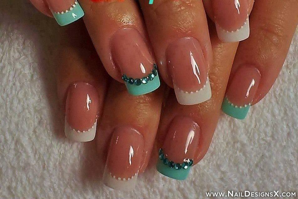 Mint and White French Tip Nail Designs