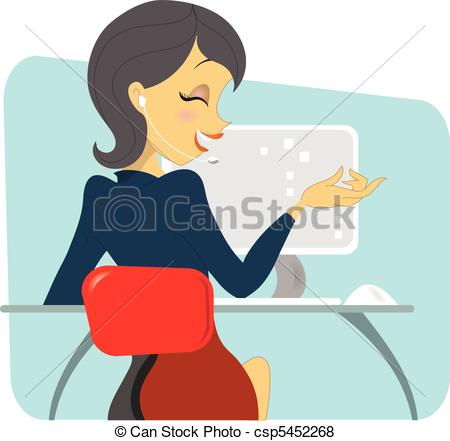 Professional Women at Desk Clip Art